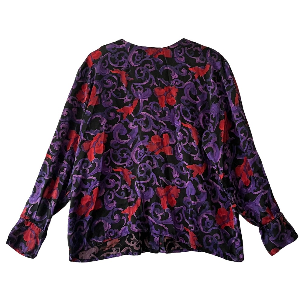 Vtg Private Collection‎ Marshall Fields Floral Swirl Print Silk Blouse Sz 14